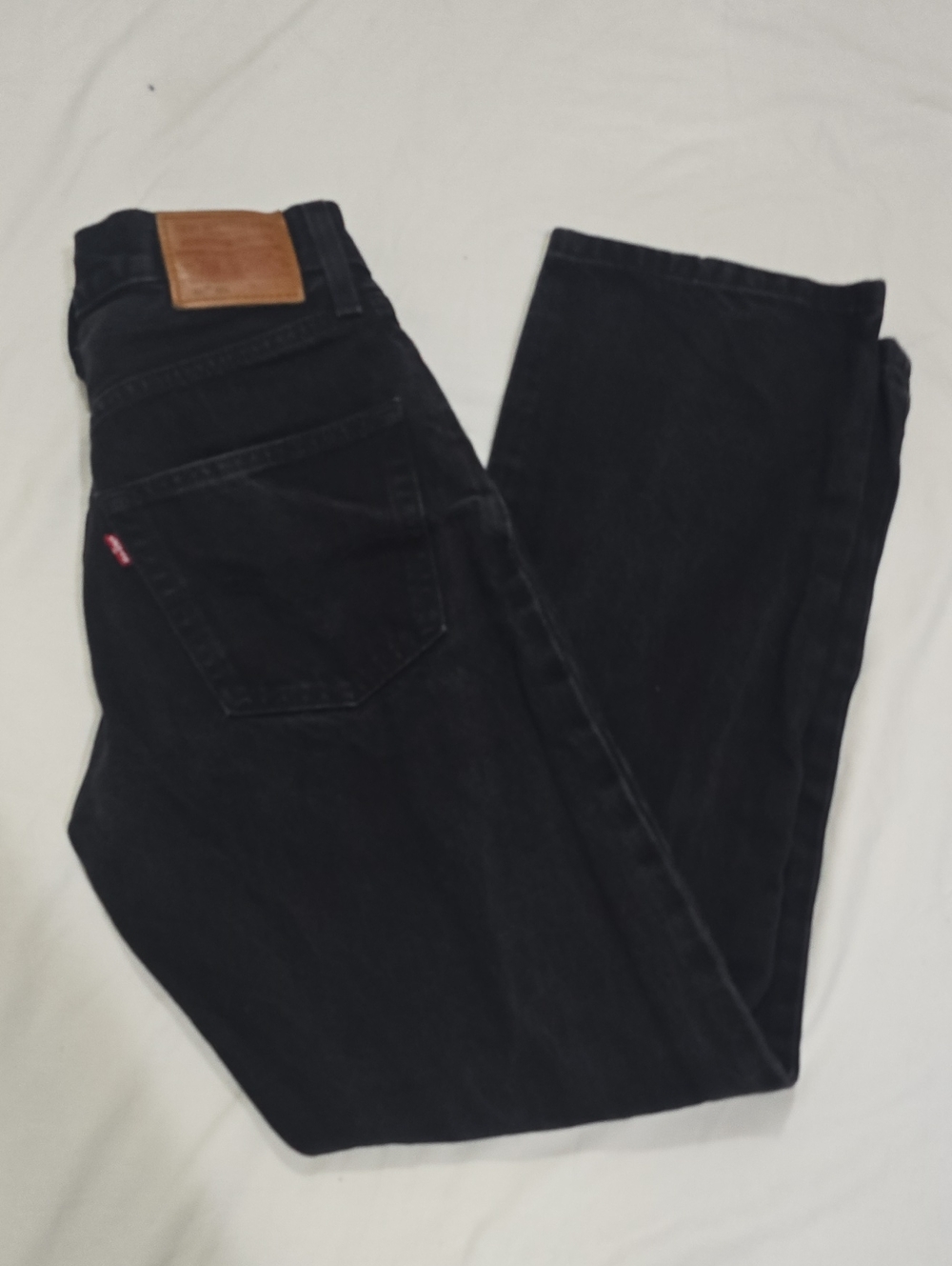 Women's Straight-Leg Black Jeans with Signature Patch